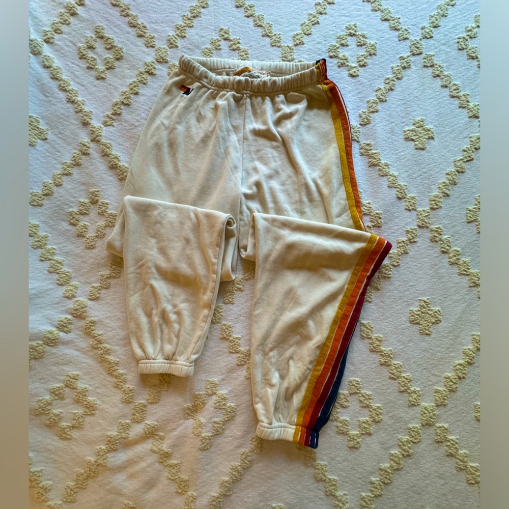 Aviator Nation. Cream sunset strip sweatpants. Large. Excellent condition.